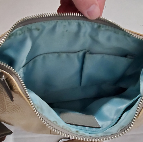 COACH KRISTIN CHAMPAGNE IVORY SHINEY LEATHER HOBO SHOULDER HANDBAG PURSE - Picture 6 of 12